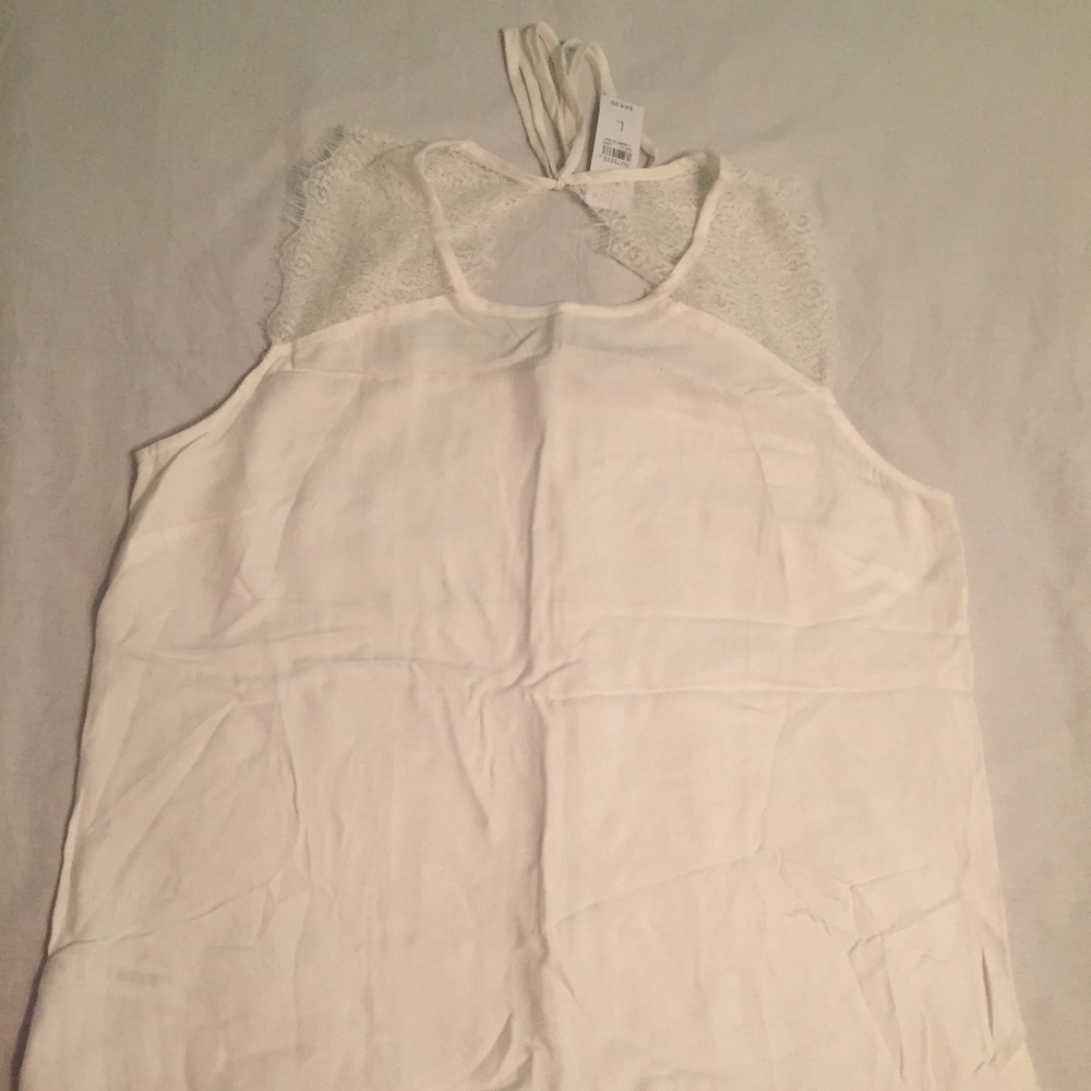 NWT - LOFT Cream Sleeveless Top w/ Lace